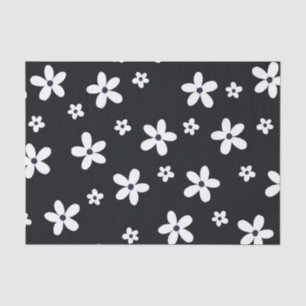 Summer Boho Schwarz-weiß Daisy Blume Seidenpapier