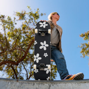 Summer Boho Schwarz-weiß Daisy Blume Skateboard