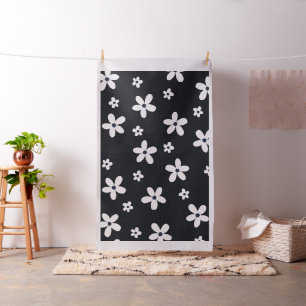 Summer Boho Schwarz-weiß Daisy Blume Stoff