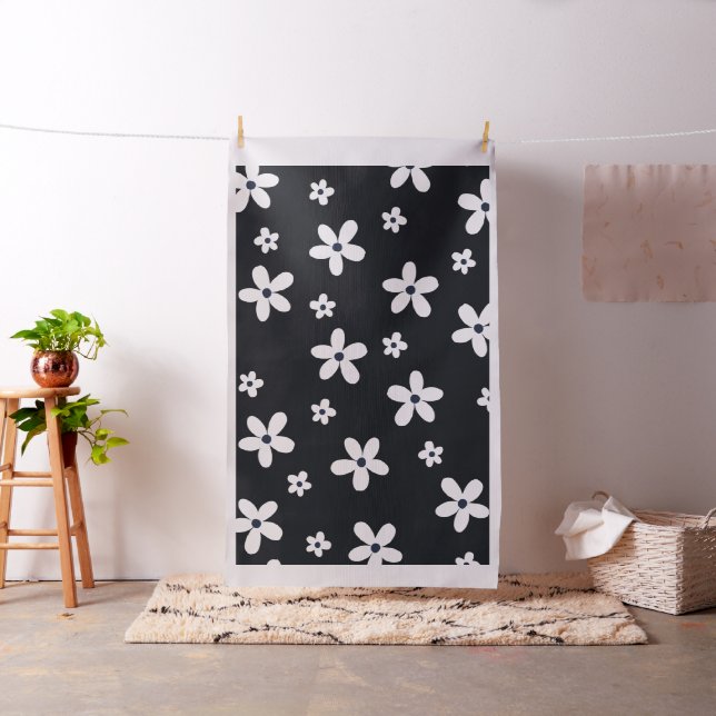 Summer Boho Schwarz-weiß Daisy Blume Stoff (Beispiel)