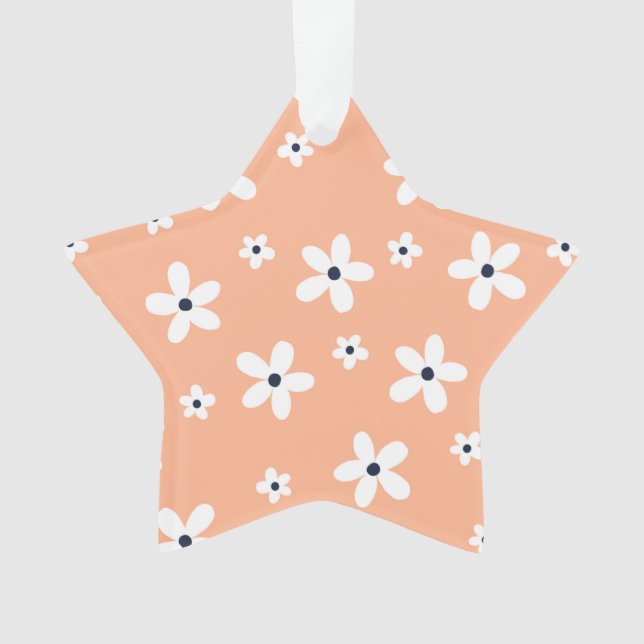 Summer Boho White Daisy Blume Ornament (Vorderseite)