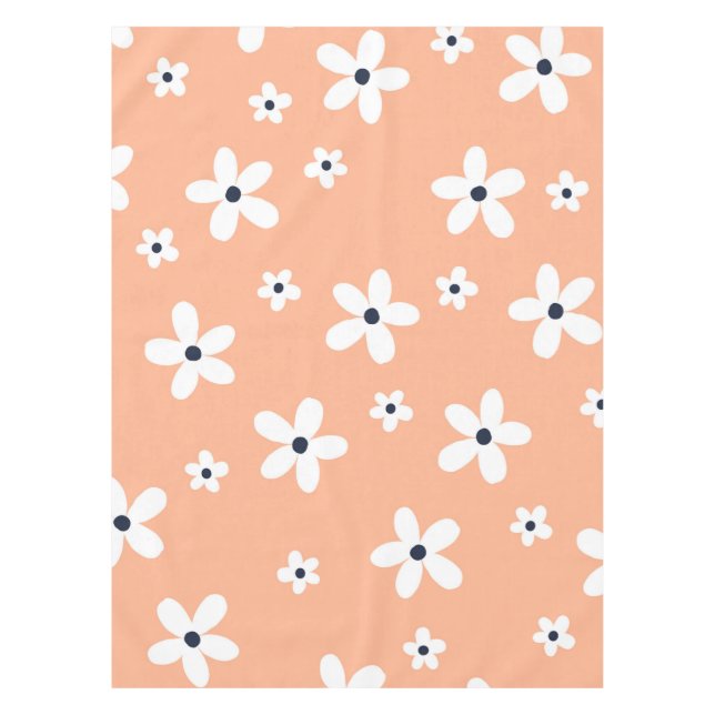 Summer Boho White Daisy Blume Tischdecke (Vorderseite)