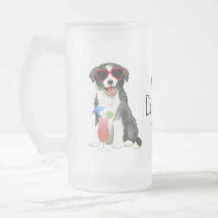 Summer Border Collie Mattiert Glass Beer Tasse