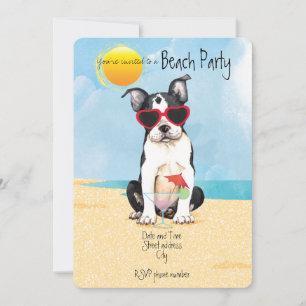 Summer Boston Terrier Beach Party Einladung