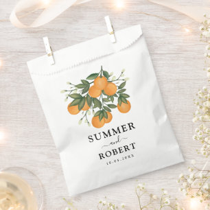 Summer Botanical Orange Citrus Grüne Hochzeit Geschenktütchen