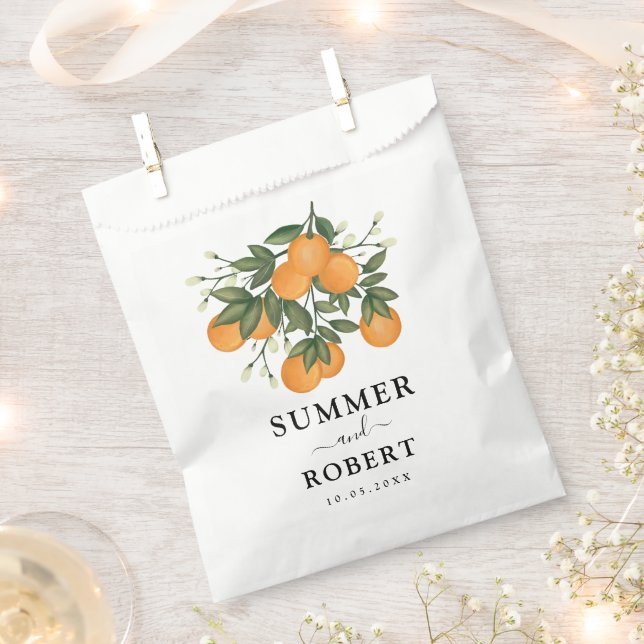 Summer Botanical Orange Citrus Grüne Hochzeit Geschenktütchen (Ausgeschnitten)