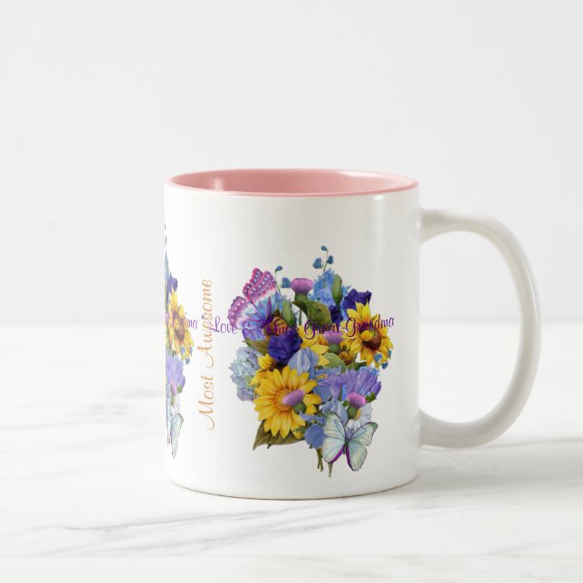 Summer Bouquet - Großes Oma Zweifarbige Tasse (Rechts)
