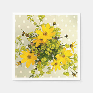 Summer Bouquet, Sunshine Yellow Flowers Serviette
