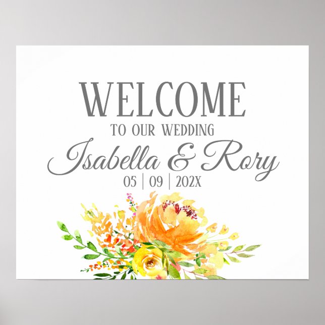 Summer Bouquet Wedding Willkommensschild Poster (Vorne)