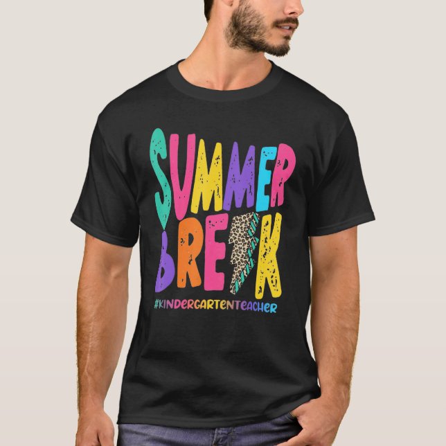 Summer Break Kindergarten Lehrer Sub Leopard Te T-Shirt (Vorderseite)