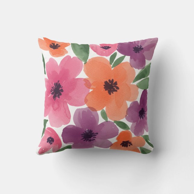Summer Break Pillow – Watercolor Floral Botanical Kissen (Rückseite)