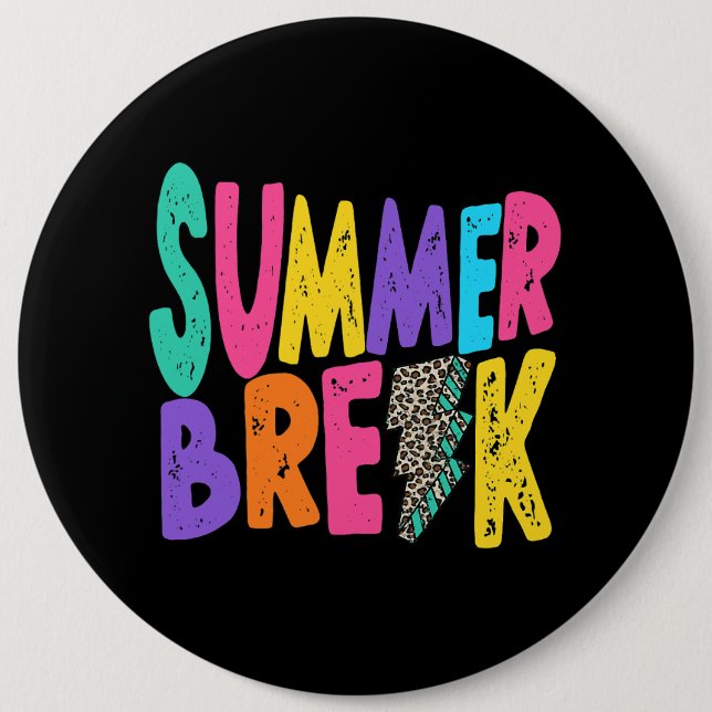 Summer Break Teachers Life Leopard Bolt Vacation W Button (Vorderseite)