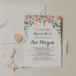 Summer Breeze Floral Kalligrafie Bat Mitzvah Einladung<br><div class="desc">Diese Sommerbrise floralen Kalligraphie Fledermaus mitzvah Einladung ist perfekt für eine rustikale Fledermaus Mitzvah. Die Einrichtung besteht aus rosa,  rot,  lila,  handbemalten Aquarell-Rose-Blume mit grünem Blattwerk.</div>