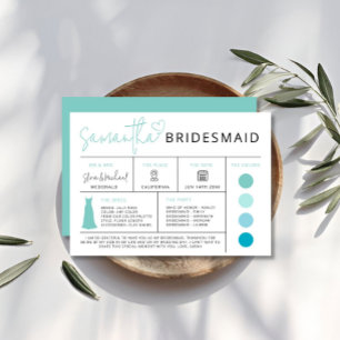 Summer Bridesmaid Info Card, Brautparty Guide Einladung