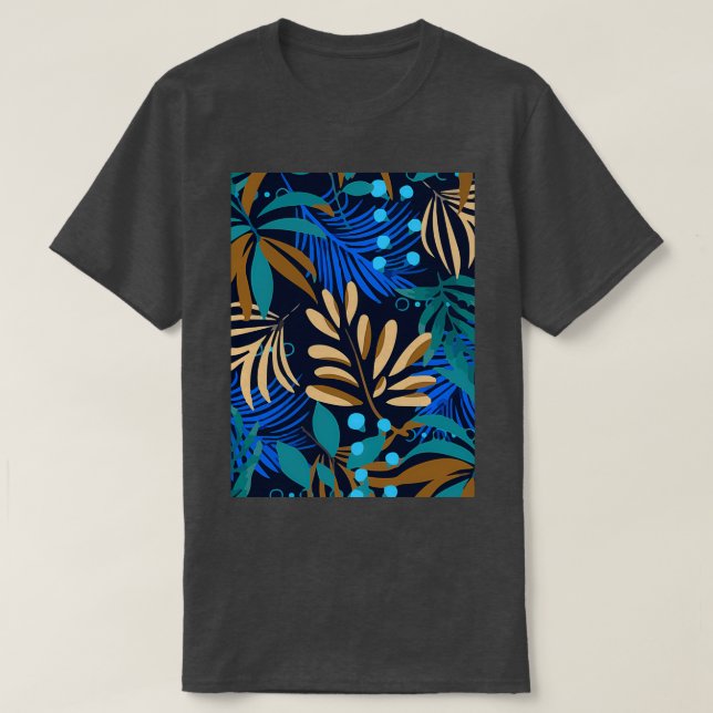 Summer Bright Seamlesstropical Blätter Pflanze Dun T-Shirt (Design vorne)