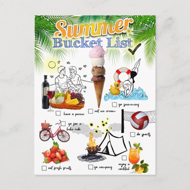 Summer Bucket List Postkarte (Vorderseite)