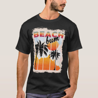Summer Bum Beach Palm Tree Urlaub Sonnenuntergang T-Shirt