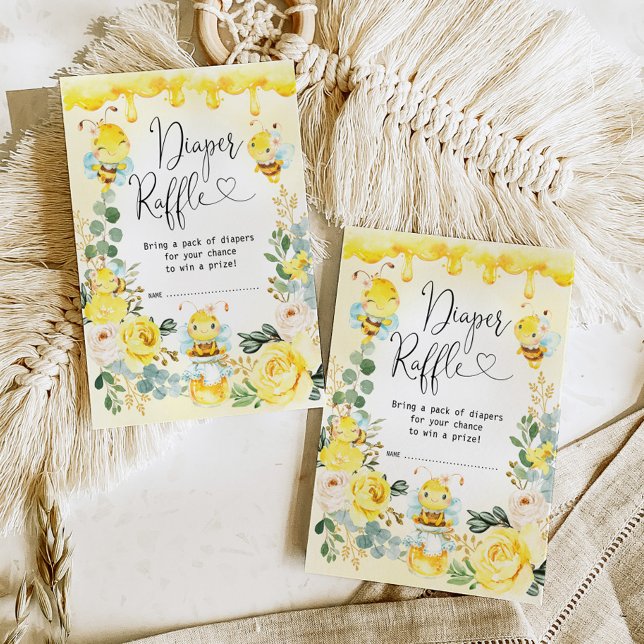 Summer Bumblebee Honeycomb Baby Diaper Raffle Begleitkarte (Von Creator hochgeladen)