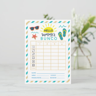 Summer Bunco Score Card Junk July Einladung