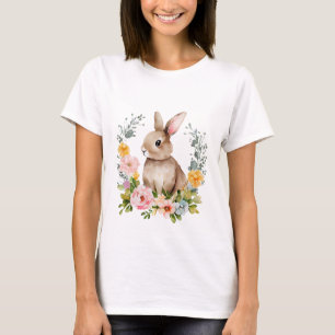 Summer Bunny Floral T - Shirt für Frauen - Weichwa