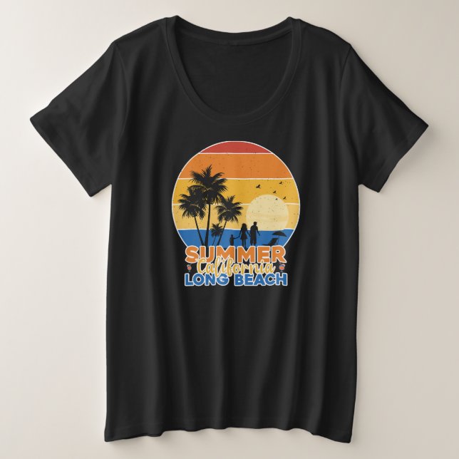 Summer California Long Beach-66594 Große Größe T-Shirt (Design vorne)