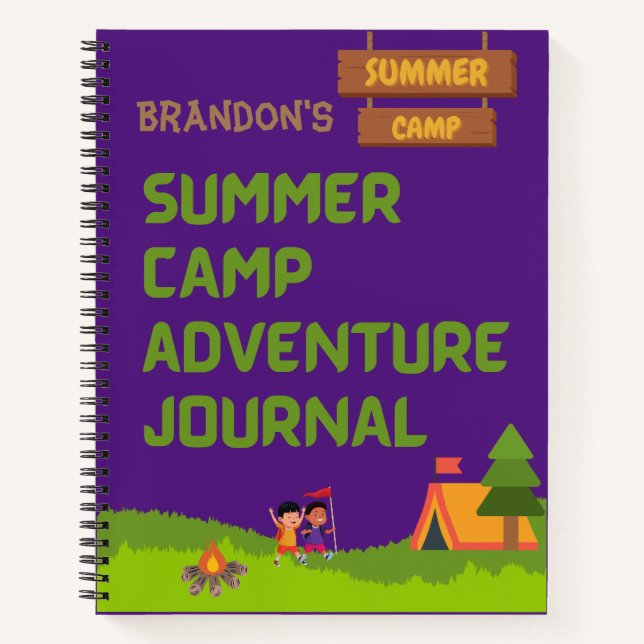 Summer Camp Adventure Journal personalisieren mit/ Notizbuch (Vorderseite)