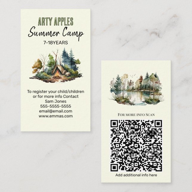 Summer Camp Business Card - Waldlanddesign Visitenkarte (Vorne/Hinten)