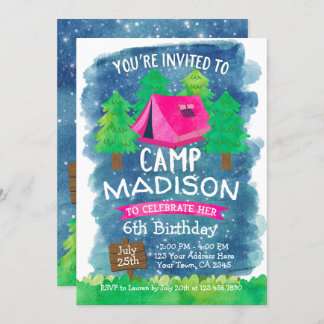 Summer Camp, Camping Geburtstag Einladung