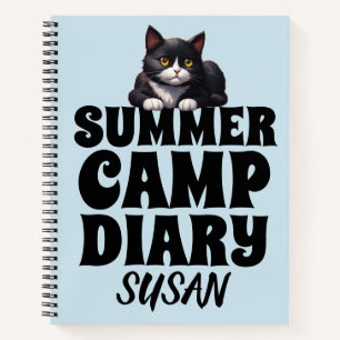 SUMMER CAMP DIARY CAT PERSONALISIERT NOTEBOOK NOTIZBUCH