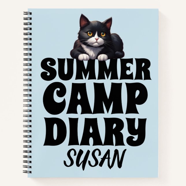 SUMMER CAMP DIARY CAT PERSONALISIERT NOTEBOOK NOTIZBUCH (Vorderseite)