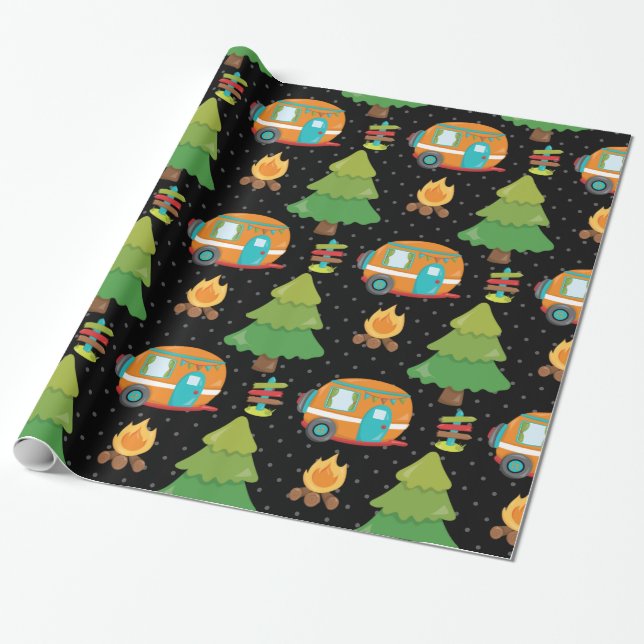 Summer Camp - Wählen Sie Ihre Hintergrundfarbe Geschenkpapier (Ungerollt)