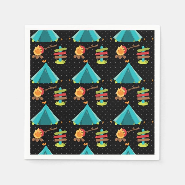 Summer Camp - Wählen Sie Ihre Hintergrundfarbe Serviette (Vorderseite)