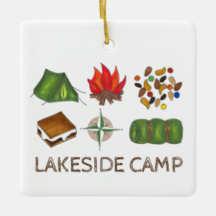 Summer Camp Zelt Campfire Kompass Keramikornament