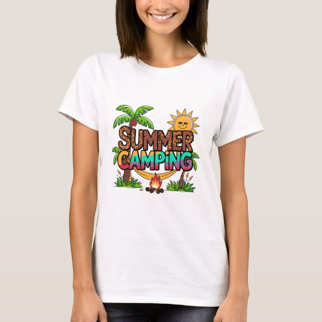 Summer Camping Leopard Print Beach Hammock  T-Shirt (Vorderseite)
