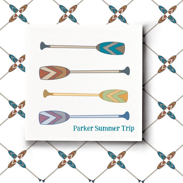 Summer Canoe Family Trip custom napkins Serviette (Von Creator hochgeladen)