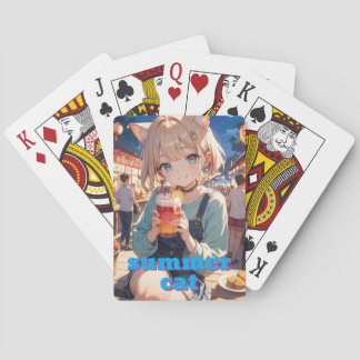 summer cat ears girl spielkarten