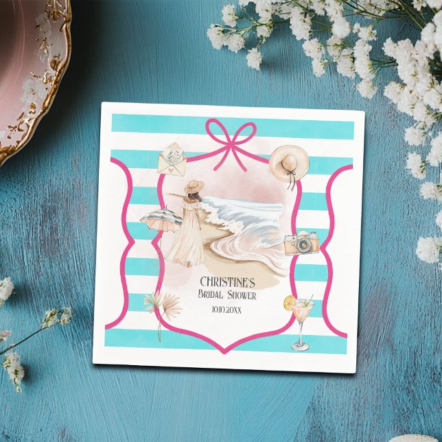 Summer Chic Beach and Waves Brautparty Serviette (Von Creator hochgeladen)