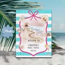 Summer Chic Beach and Waves Bridal Shower Welcome