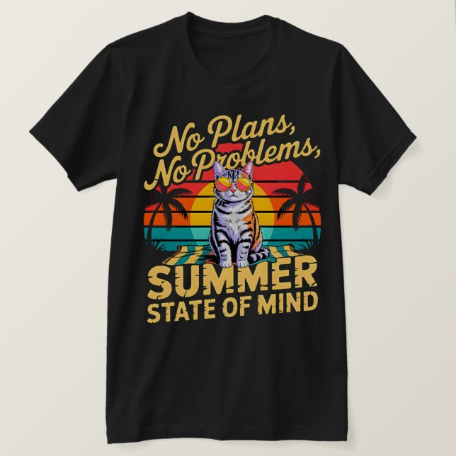 Summer Chill Cat Lover: No Problems Beach Cat T-Shirt (Design vorne)