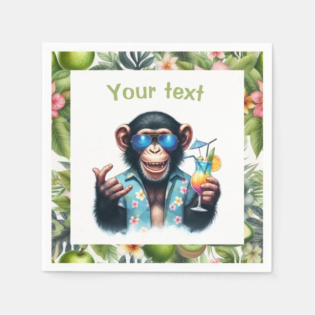 Summer Chill Chimp Chillin - Sonnenbrille & Cockta Serviette (Vorderseite)