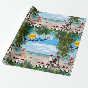 Summer Christmas Baby auf dem Strand wiederholen D Geschenkpapier