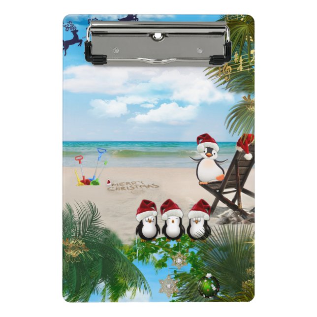 Summer Christmas Baby auf dem Strand wiederholen D Mini Klemmbrett (Vorderseite)