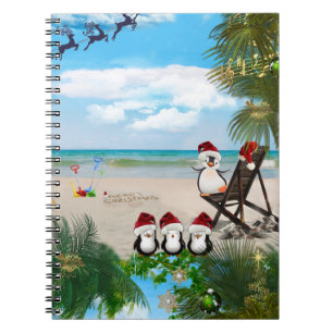 Summer Christmas Baby auf dem Strand wiederholen D Notizblock