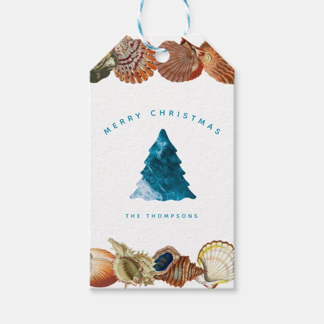 Summer Christmas Beach Seashell Individuelle Name Geschenkanhänger (Vorderseite)