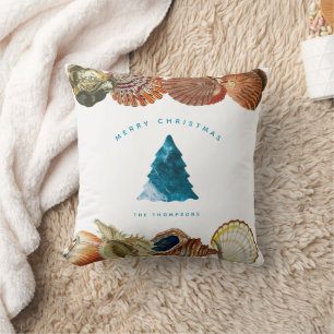 Summer Christmas Beach Seashell Individuelle Name Kissen