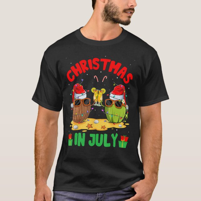 Summer Christmas in July Coconut Wearing Sunglass  T-Shirt (Vorderseite)