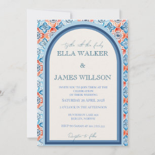 Summer Church Tile Pattern Wedding Einladung