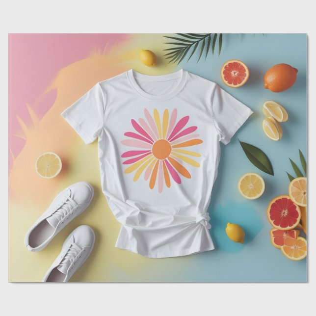 Summer Citrus Floral Geschenkpapier (Flach)