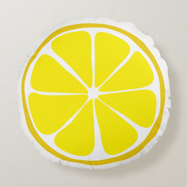 Summer Citrus Lemon Round Pillow Rundes Kissen (Vorderseite)