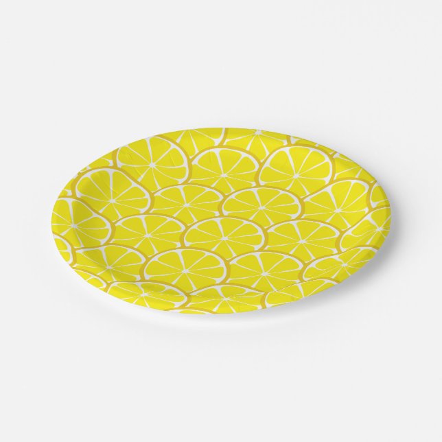 Summer Citrus Lemon Slices Paper Teller (Schrägansicht)